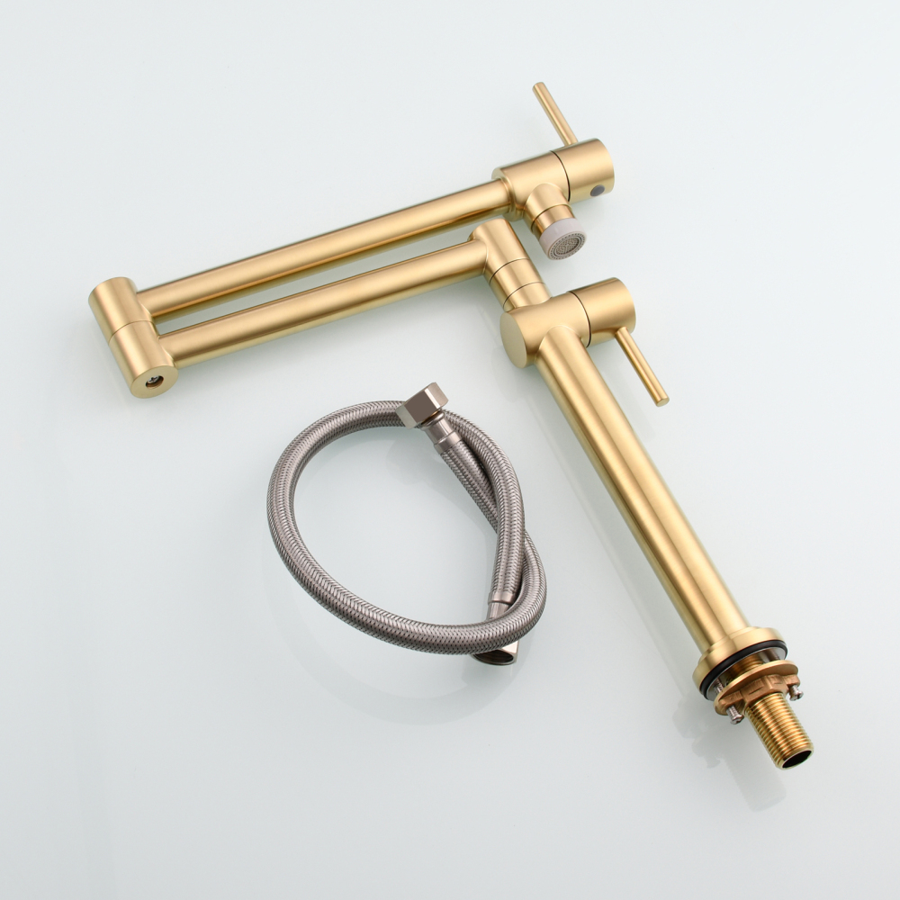 Tecmolog Brass Deck Mounted Kitchen Faucet Modern Modern Commercial Folding Faucet for Sink Faucet with Dual Handle