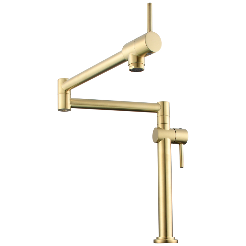 Tecmolog Brass Deck Mounted Kitchen Faucet Modern Modern Commercial Folding Faucet for Sink Faucet with Dual Handle