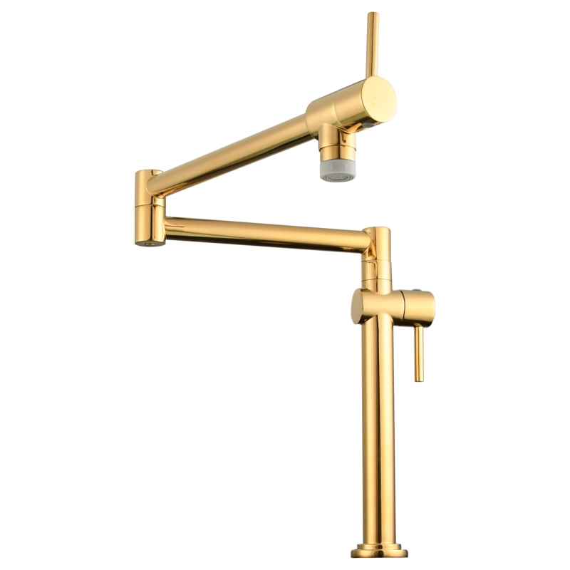 Tecmolog Brass Deck Mounted Kitchen Faucet Modern Modern Commercial Folding Faucet for Sink Faucet with Dual Handle