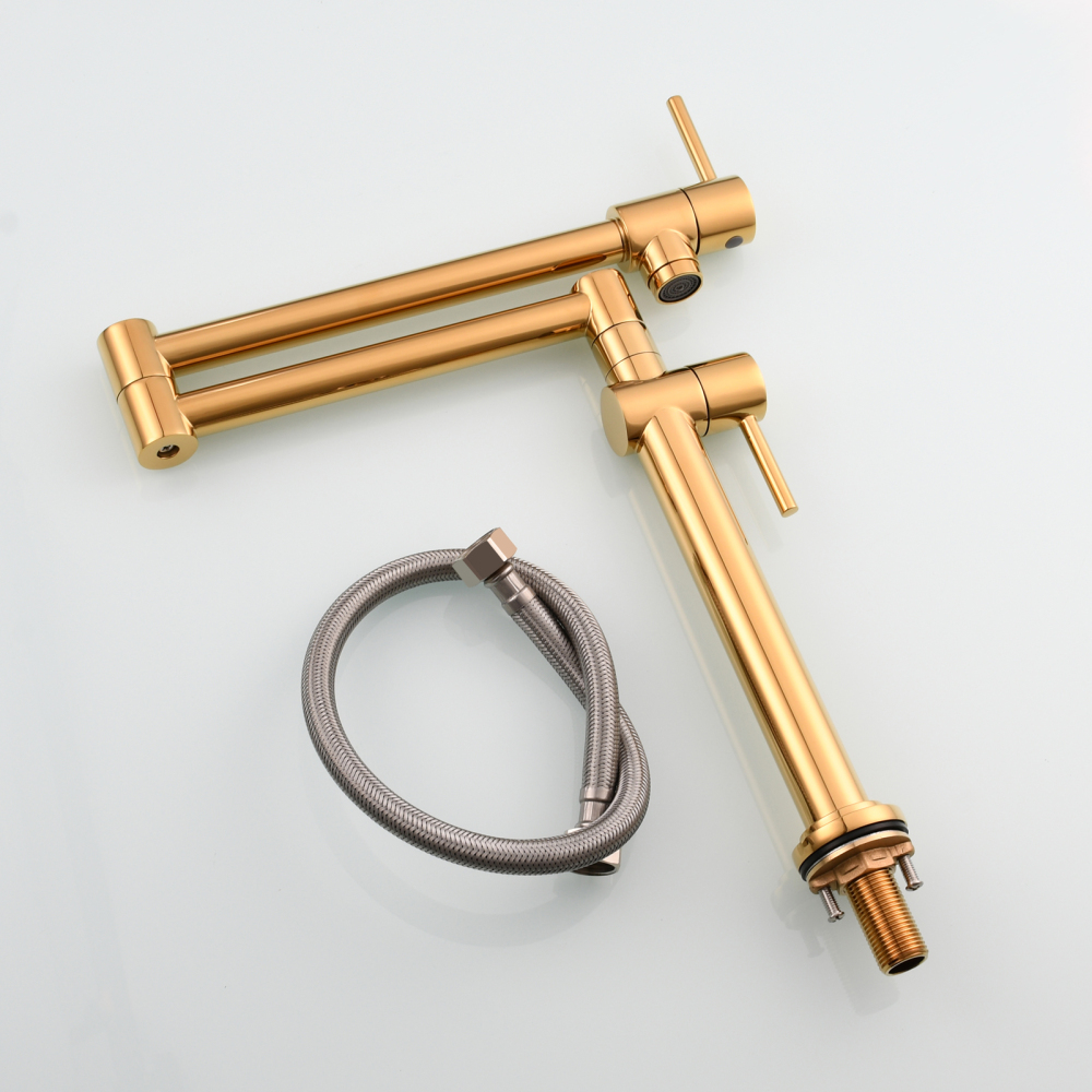 Tecmolog Brass Deck Mounted Kitchen Faucet Modern Modern Commercial Folding Faucet for Sink Faucet with Dual Handle