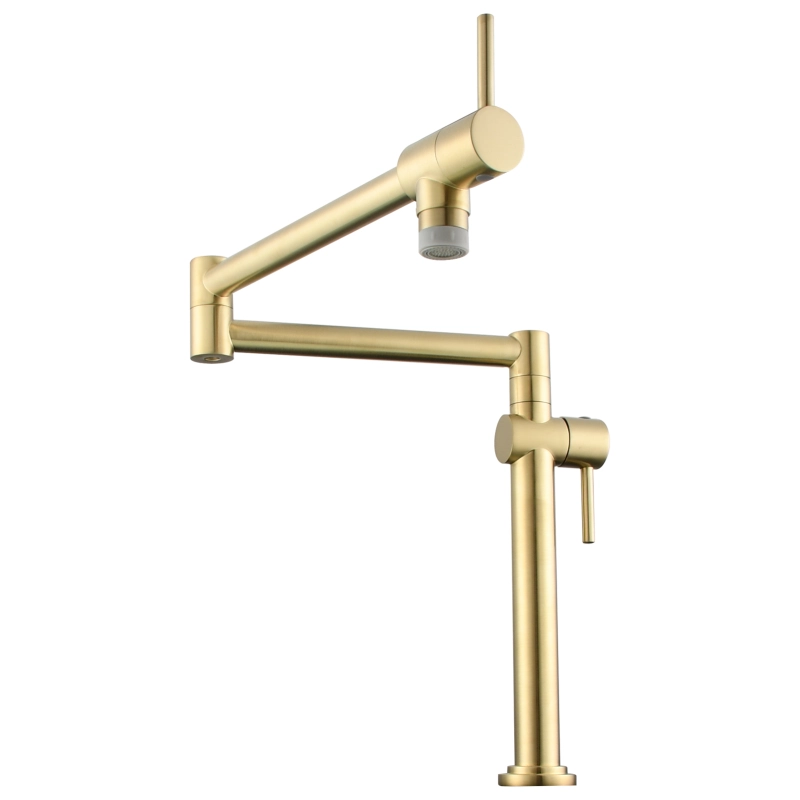 Tecmolog Brass Deck Mounted Kitchen Faucet Modern Modern Commercial Folding Faucet for Sink Faucet with Dual Handle