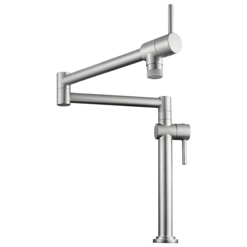 Tecmolog Brass Deck Mounted Kitchen Faucet Modern Modern Commercial Folding Faucet for Sink Faucet with Dual Handle