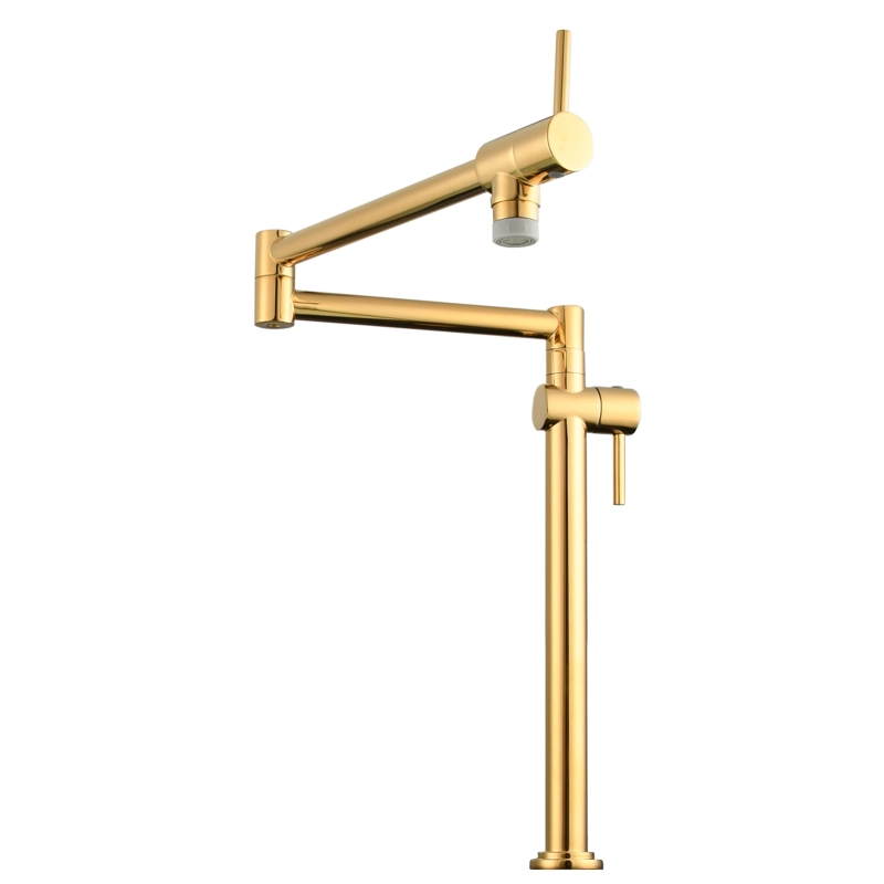 Tecmolog Brass Deck Mounted Kitchen Faucet Modern Modern Commercial Folding Faucet for Sink Faucet with Dual Handle