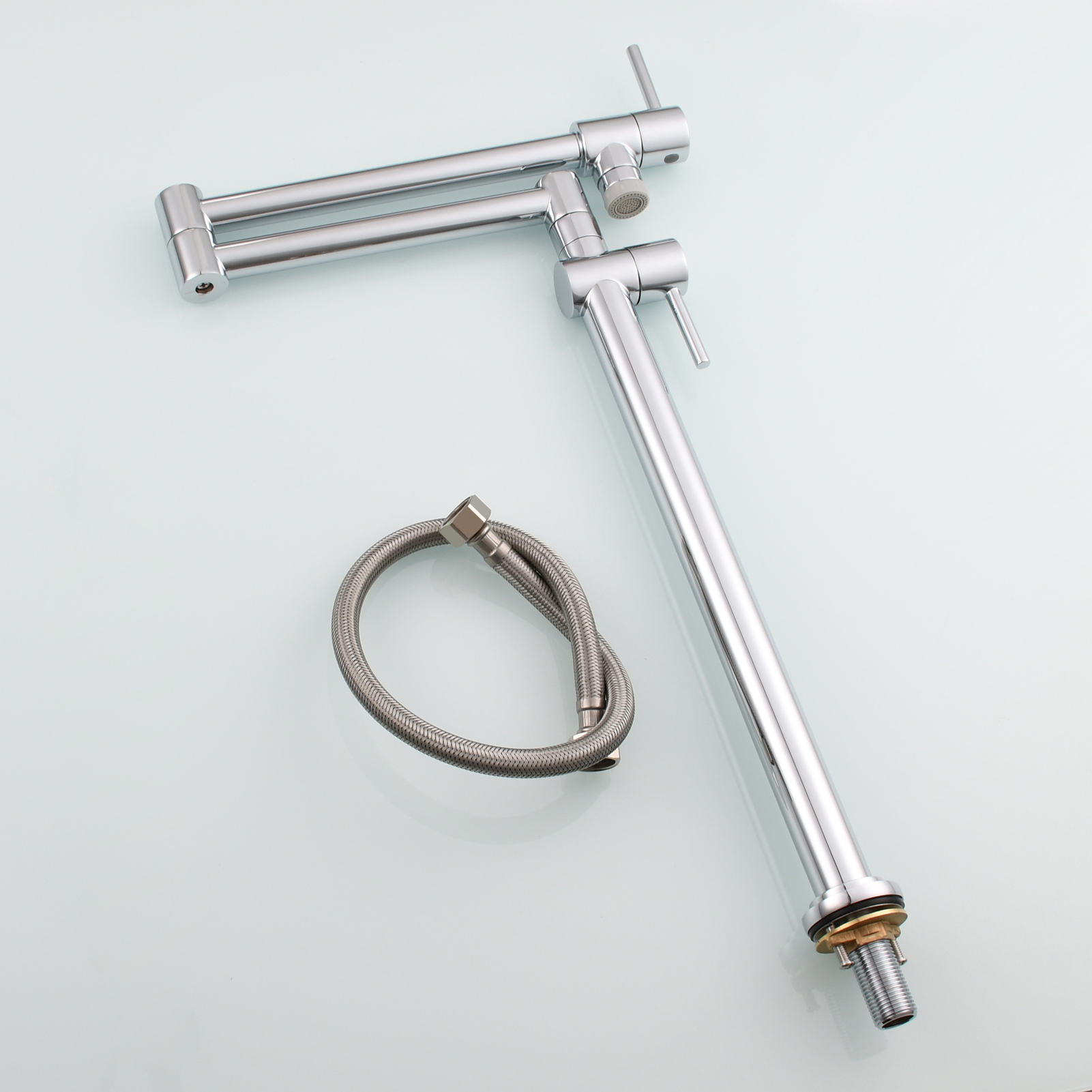 Tecmolog Brass Deck Mounted Kitchen Faucet Modern Modern Commercial Folding Faucet for Sink Faucet with Dual Handle