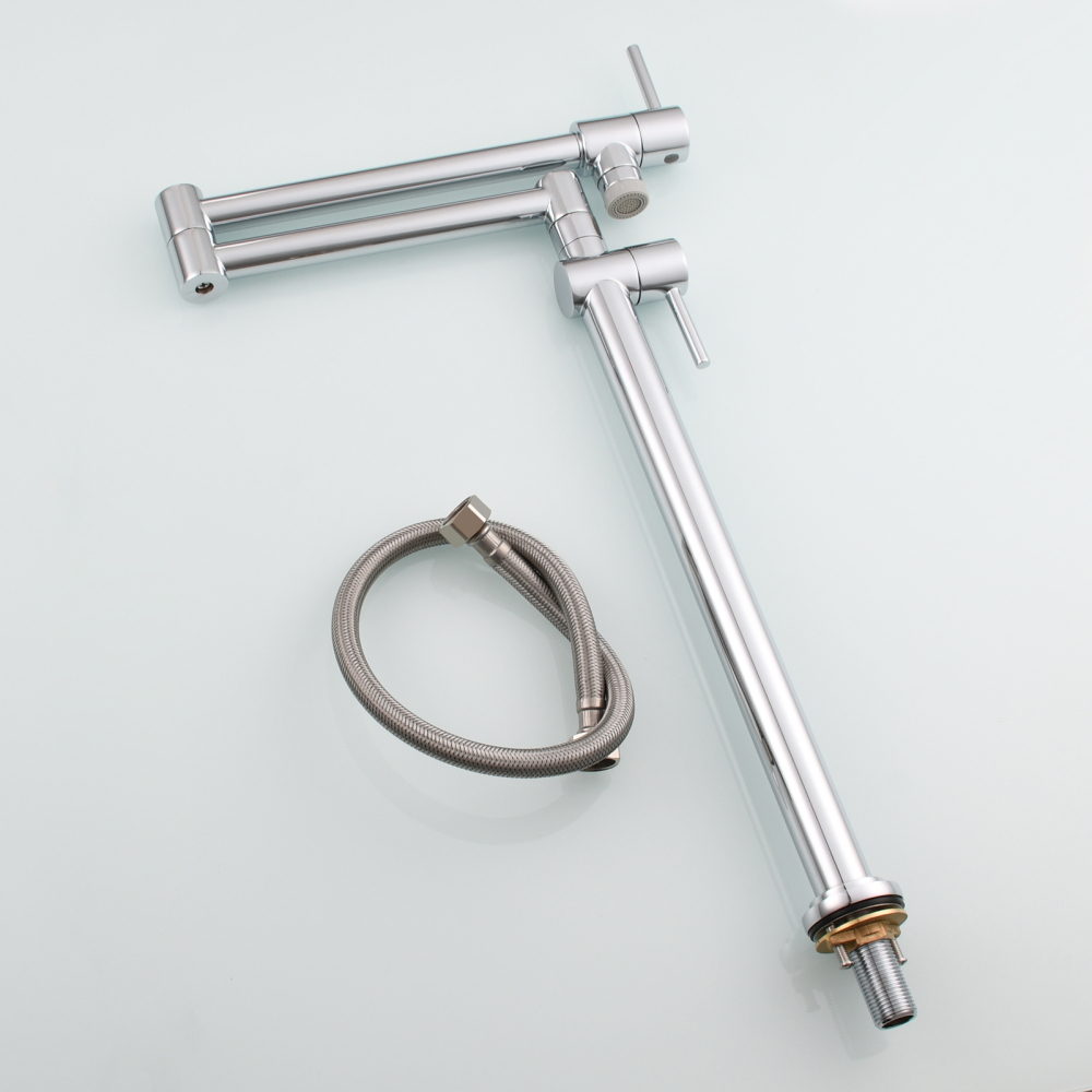 Tecmolog Brass Deck Mounted Kitchen Faucet Modern Modern Commercial Folding Faucet for Sink Faucet with Dual Handle