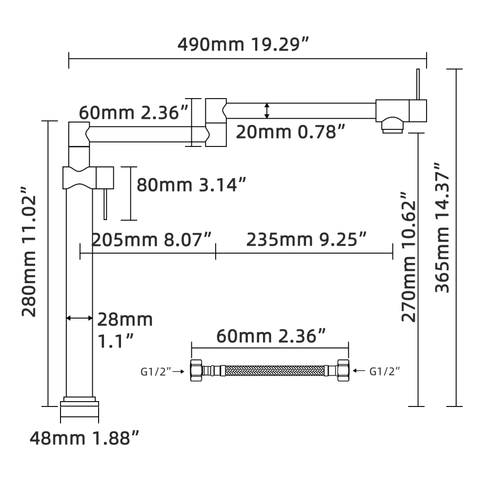 Tecmolog Brass Deck Mounted Kitchen Faucet Modern Modern Commercial Folding Faucet for Sink Faucet with Dual Handle