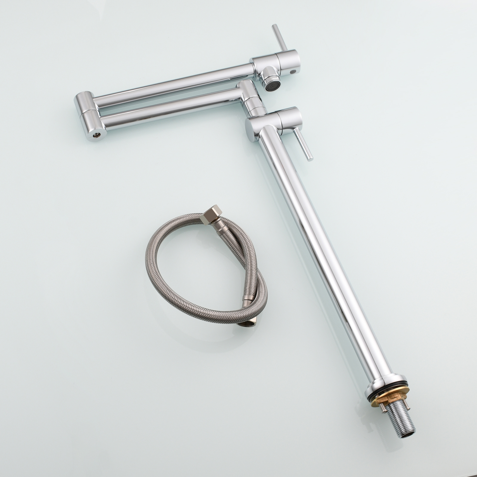 Tecmolog Brass Deck Mounted Kitchen Faucet Modern Modern Commercial Folding Faucet for Sink Faucet with Dual Handle
