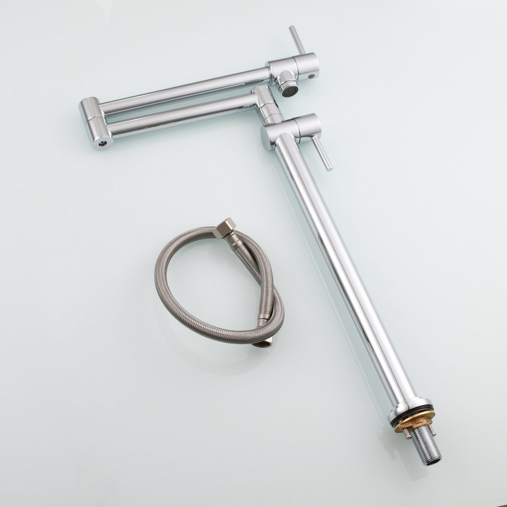 Tecmolog Brass Deck Mounted Kitchen Faucet Modern Modern Commercial Folding Faucet for Sink Faucet with Dual Handle