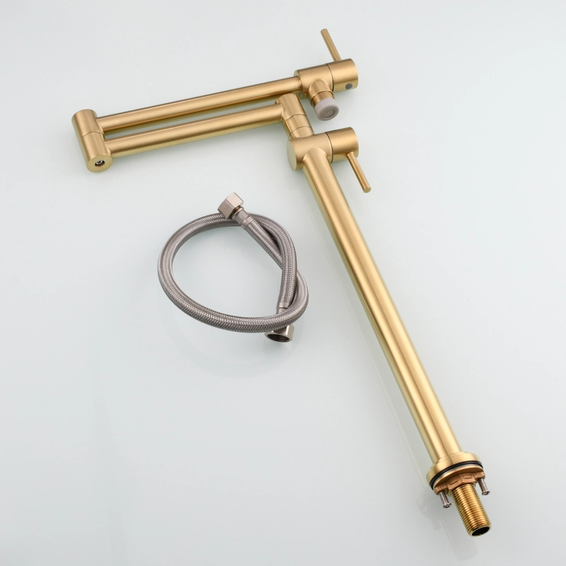 Tecmolog Brass Deck Mounted Kitchen Faucet Modern Modern Commercial Folding Faucet for Sink Faucet with Dual Handle
