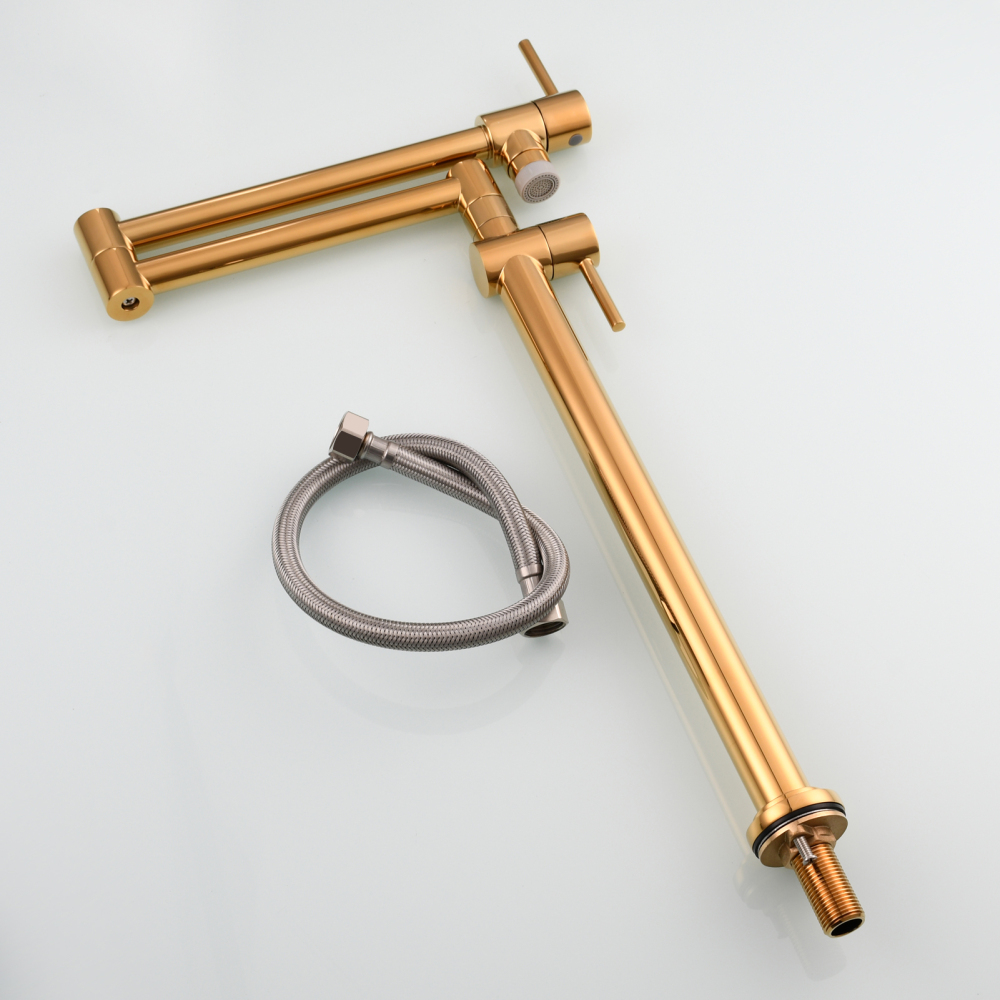 Tecmolog Brass Deck Mounted Kitchen Faucet Modern Modern Commercial Folding Faucet for Sink Faucet with Dual Handle
