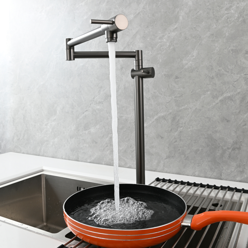 Tecmolog Brass Deck Mounted Kitchen Faucet Modern Modern Commercial Folding Faucet for Sink Faucet with Dual Handle