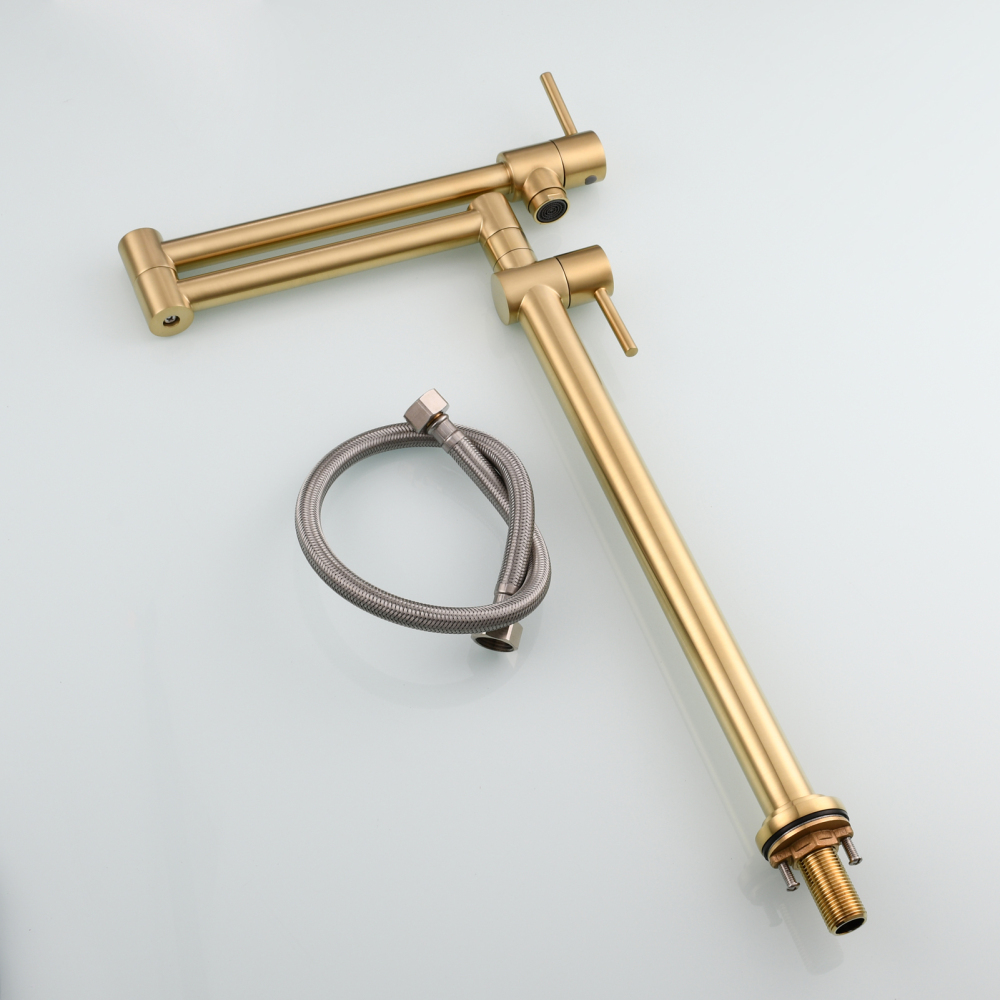 Tecmolog Brass Deck Mounted Kitchen Faucet Modern Modern Commercial Folding Faucet for Sink Faucet with Dual Handle