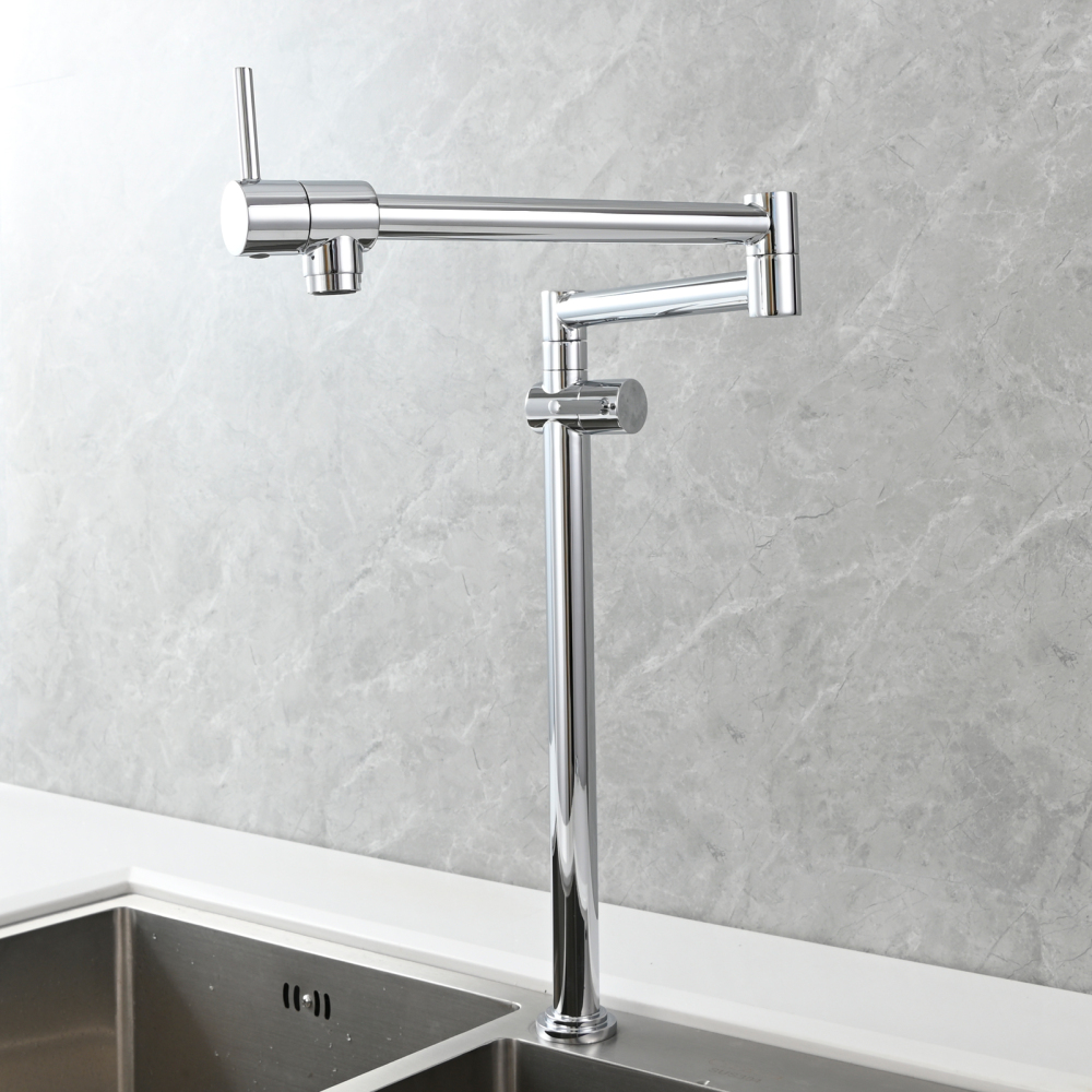 Tecmolog Brass Deck Mounted Kitchen Faucet Modern Modern Commercial Folding Faucet for Sink Faucet with Dual Handle