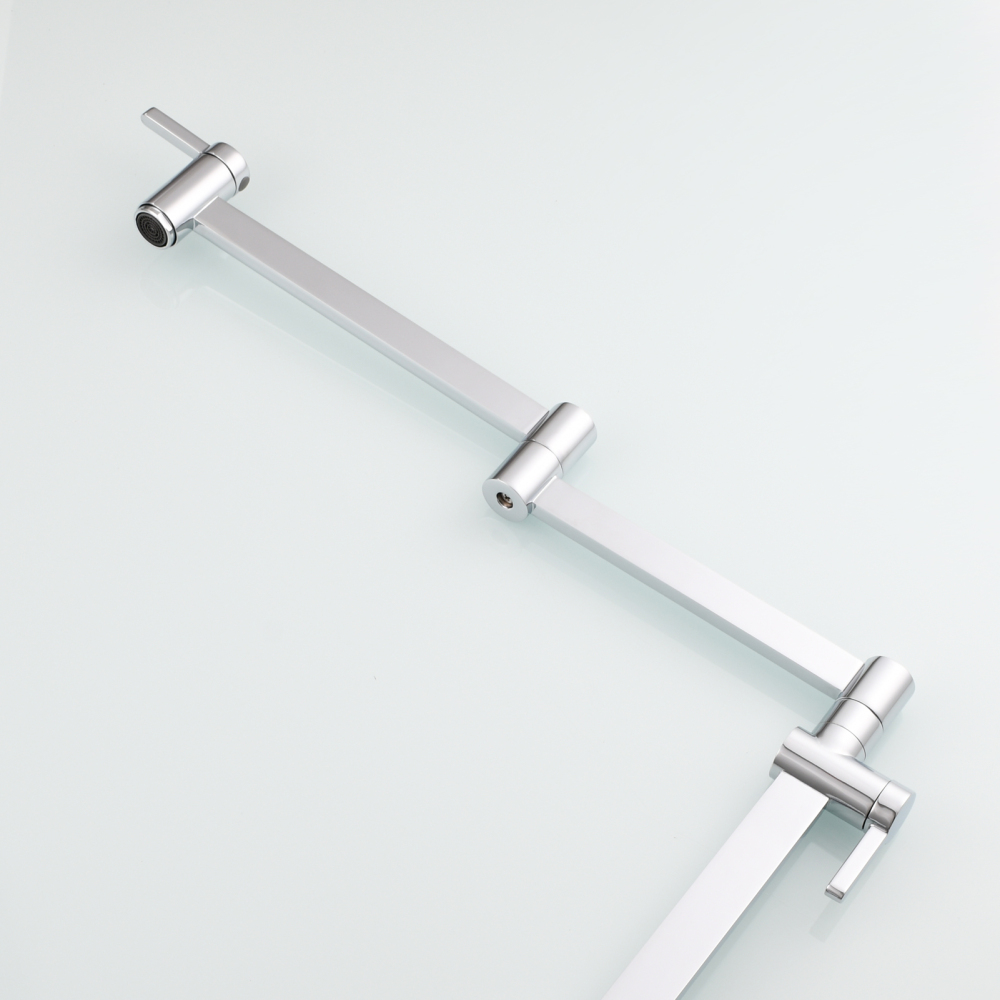 Tecmolog Brass Folding Faucet Dual Handle Kitchen Faucet,Pot Filler Faucet Deck Mount Tap