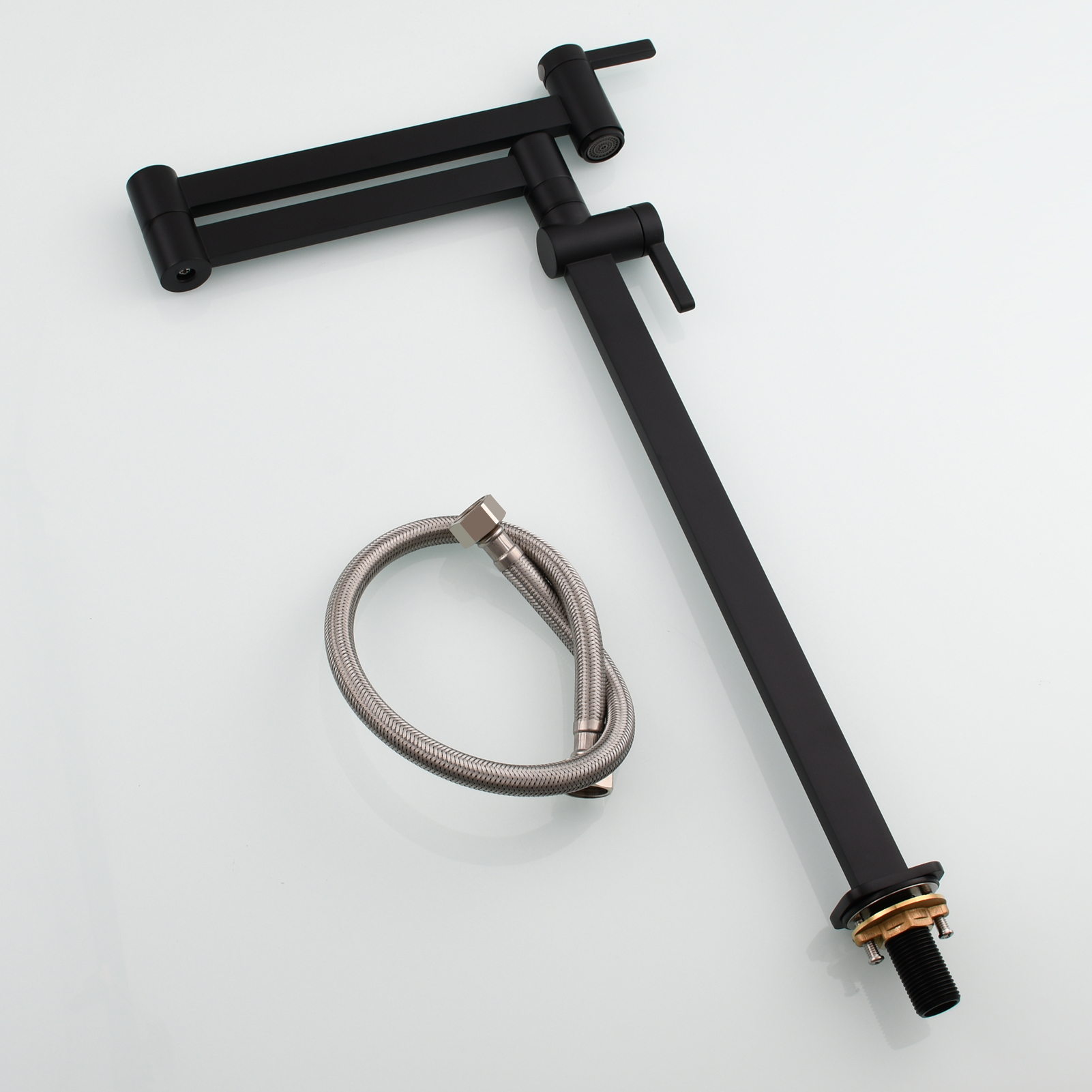 Tecmolog Brass Folding Faucet Dual Handle Kitchen Faucet,Pot Filler Faucet Deck Mount Tap