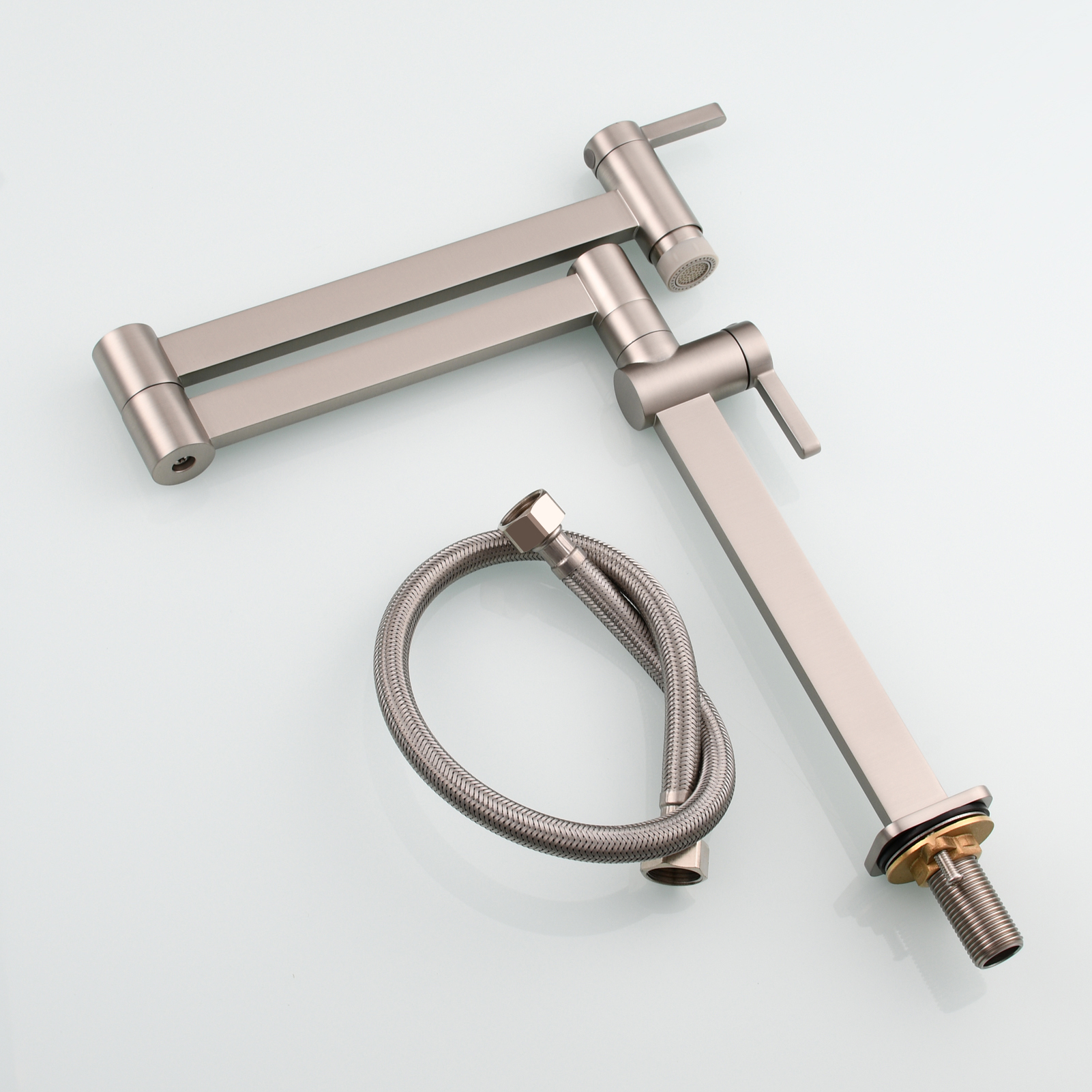 Tecmolog Brass Folding Faucet Dual Handle Kitchen Faucet,Pot Filler Faucet Deck Mount Tap