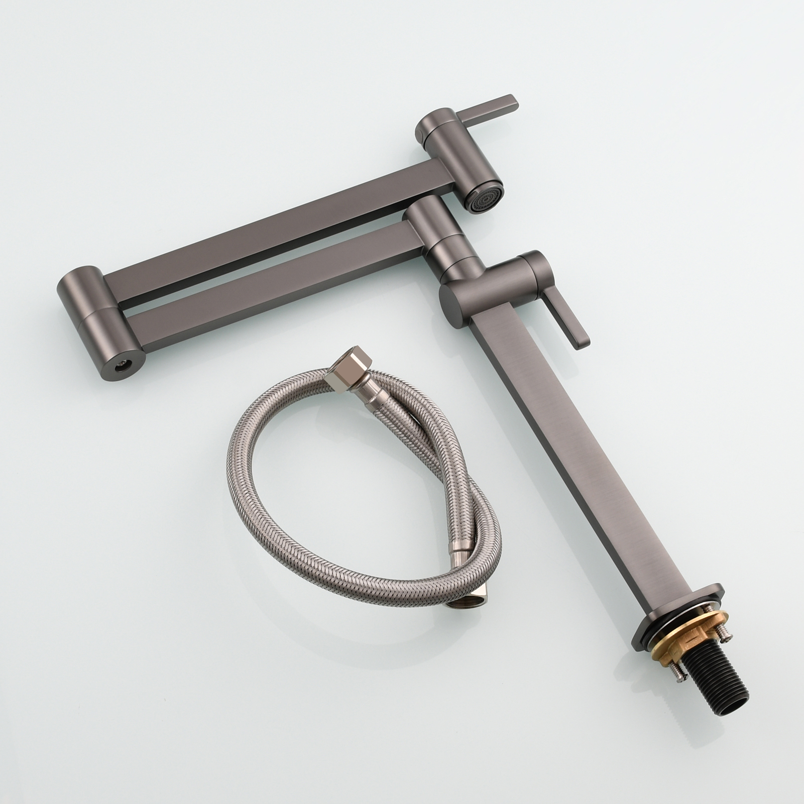 Tecmolog Brass Folding Faucet Dual Handle Kitchen Faucet,Pot Filler Faucet Deck Mount Tap