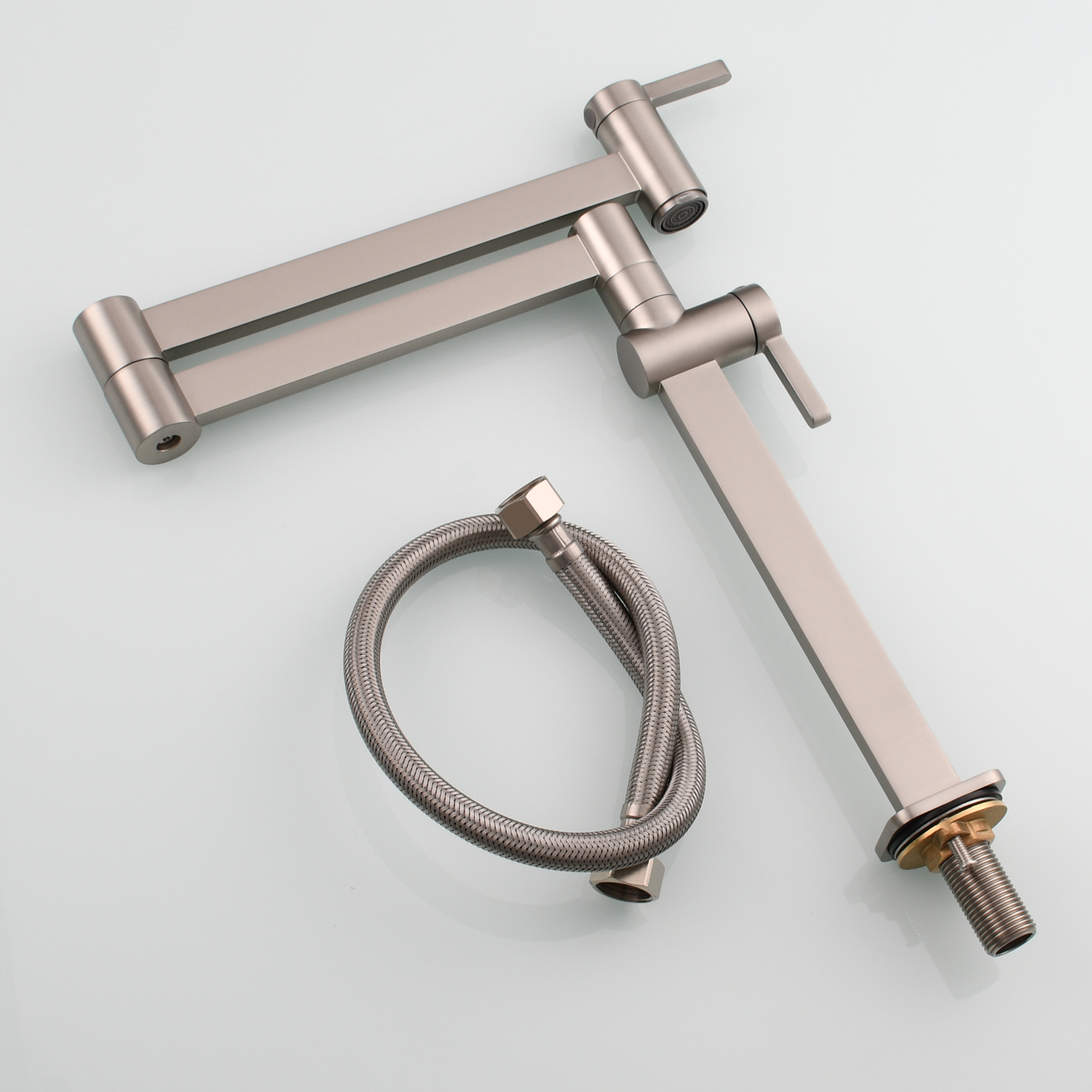 Tecmolog Brass Folding Faucet Dual Handle Kitchen Faucet,Pot Filler Faucet Deck Mount Tap