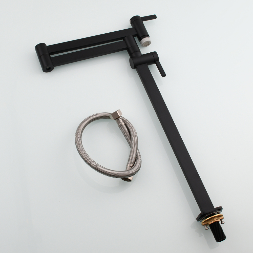 Tecmolog Brass Folding Faucet Dual Handle Kitchen Faucet,Pot Filler Faucet Deck Mount Tap