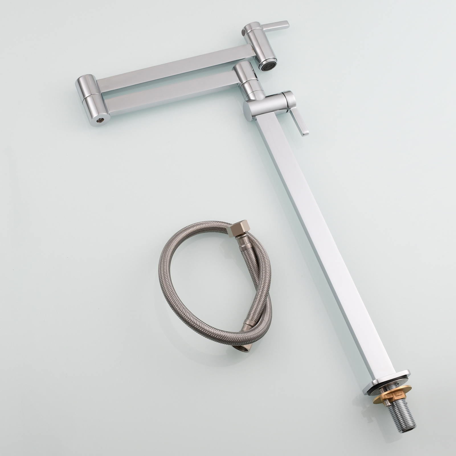 Tecmolog Brass Folding Faucet Dual Handle Kitchen Faucet,Pot Filler Faucet Deck Mount Tap
