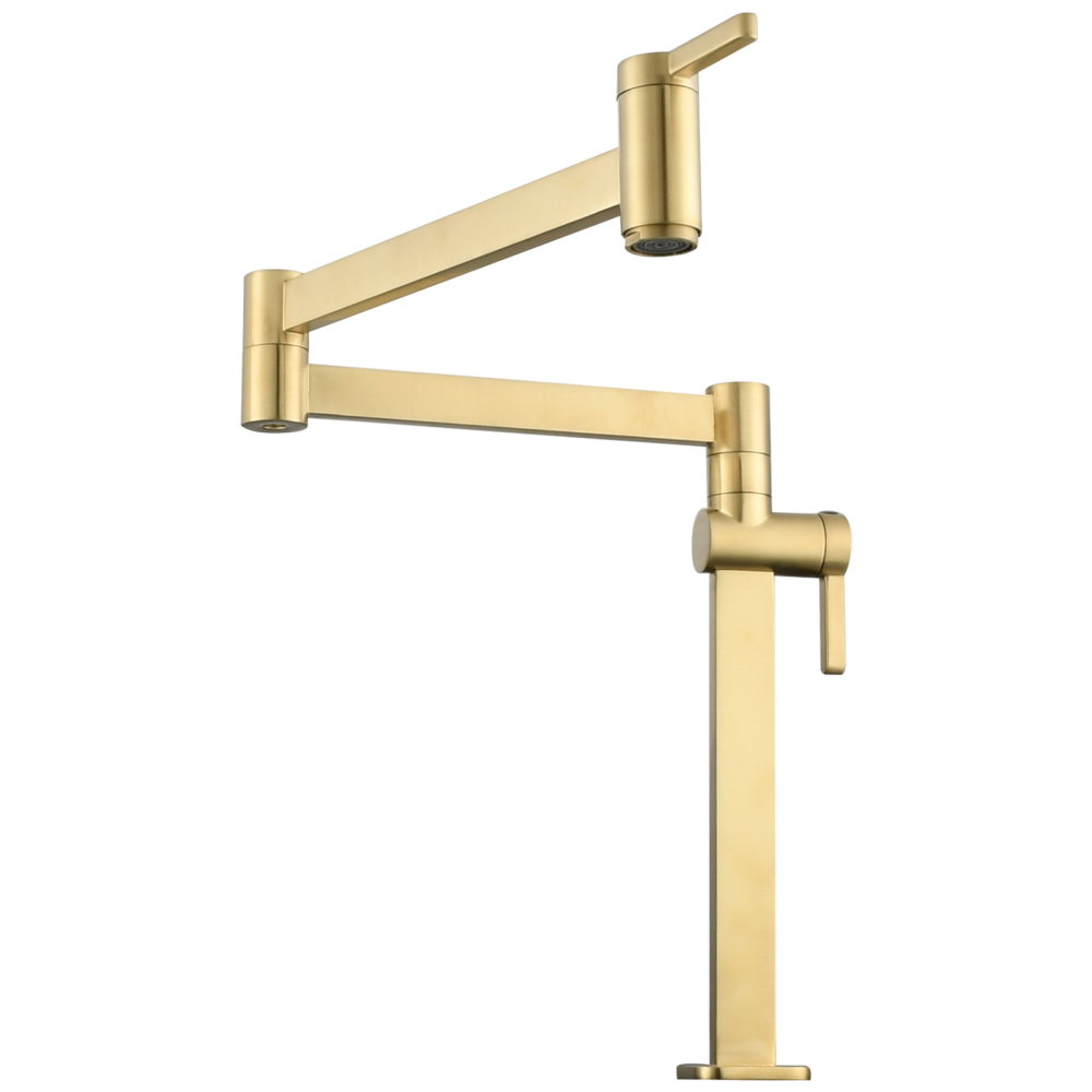 Tecmolog Brass Folding Faucet Dual Handle Kitchen Faucet,Pot Filler Faucet Deck Mount Tap