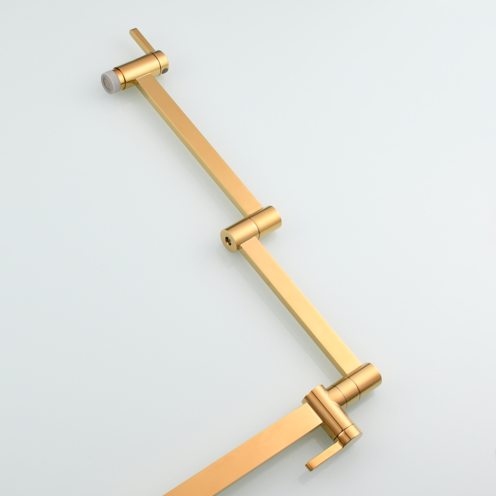 Tecmolog Brass Folding Faucet Dual Handle Kitchen Faucet,Pot Filler Faucet Deck Mount Tap