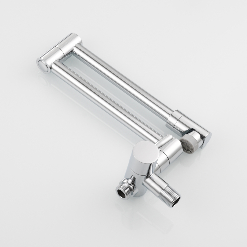 Tecmolog Brass Kitchen Faucet with Side Sprayer Single Handle Wall Mount Pot Filler Faucet Black 360°Rotate Kitchen Tap,Black,Chrome and Brushed Nickel