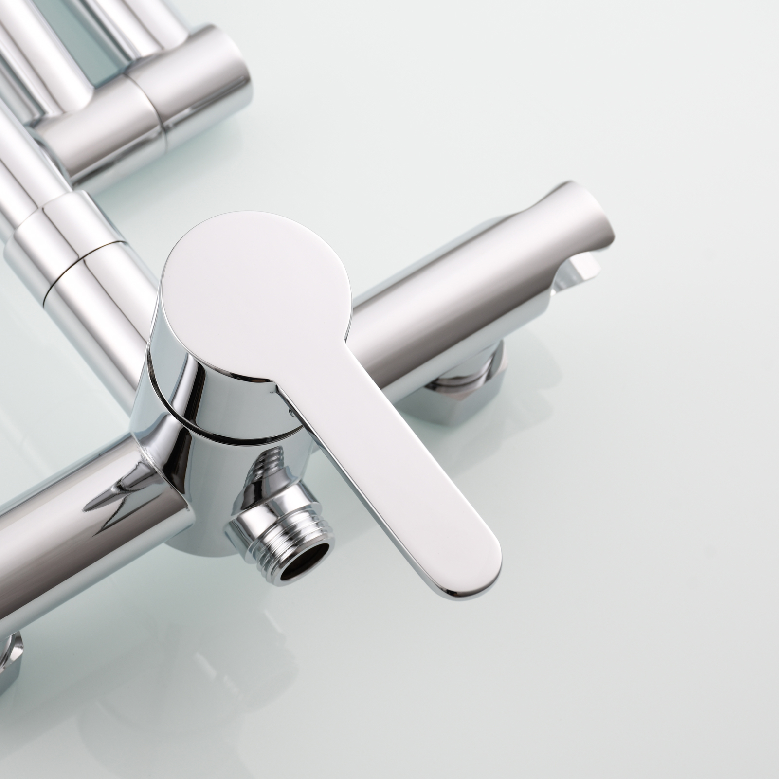 Tecmolog Brass Kitchen Faucet Hot ang Cold Folding Wall Mounted Tap with Bidet Sprayer and Shower Hose
