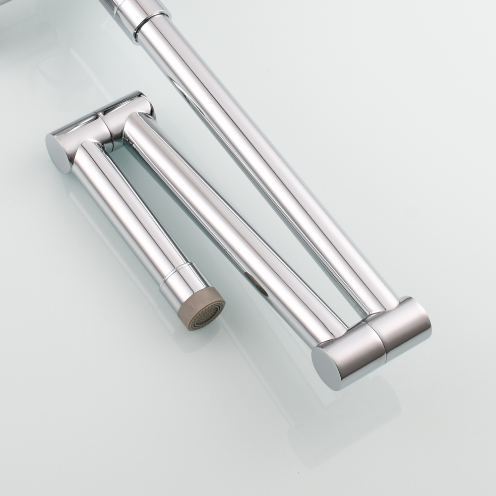 Tecmolog Brass Kitchen Faucet Hot ang Cold Folding Wall Mounted Tap with Bidet Sprayer and Shower Hose,BC1235