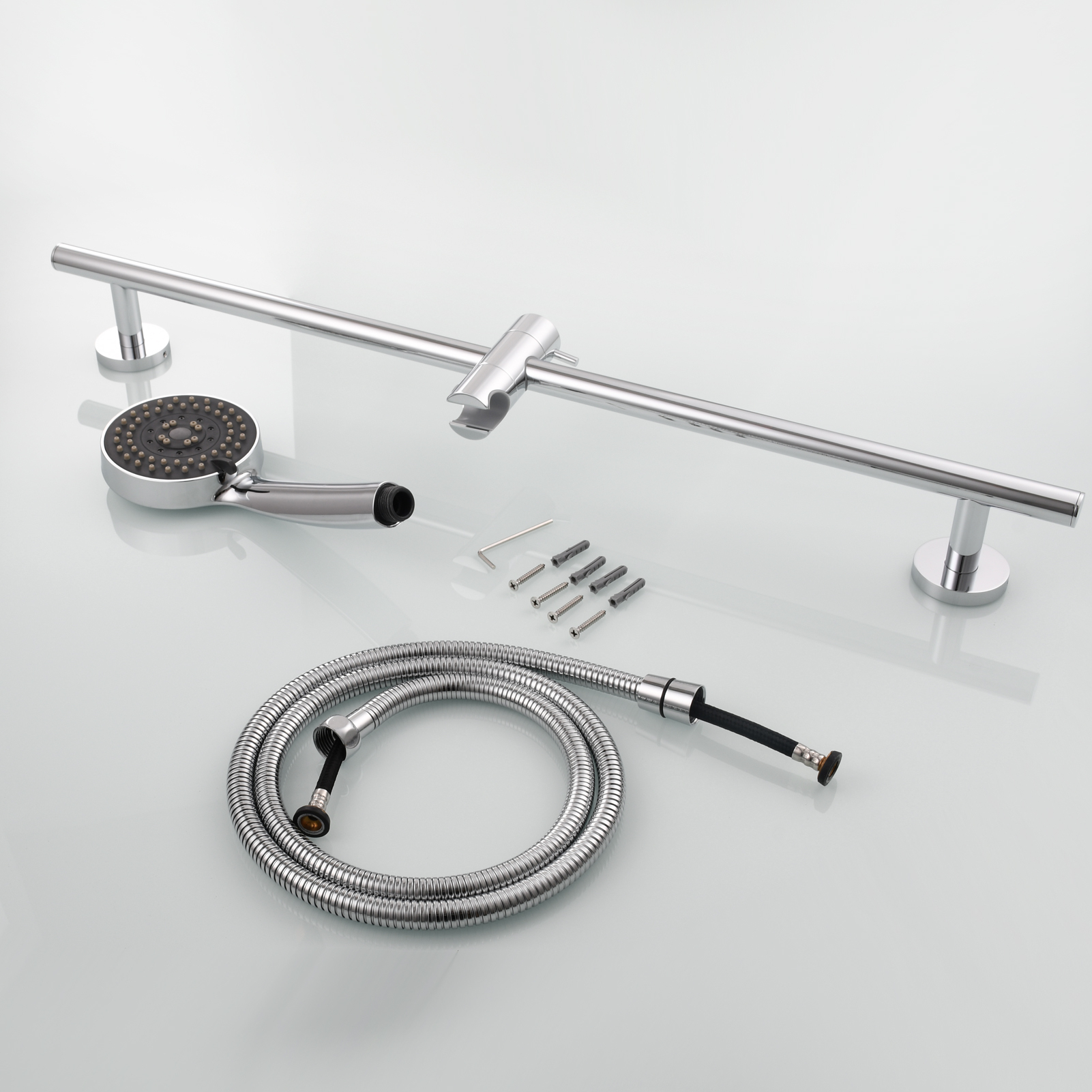 Tecmolog Brass 27.55-Inch Slide Bar with Adjustable Brass Shower Holder for Bathroom Wall Mount
