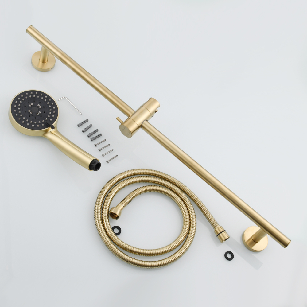 Tecmolog Brass 27.55-Inch Slide Bar with Adjustable Brass Shower Holder for Bathroom Wall Mount