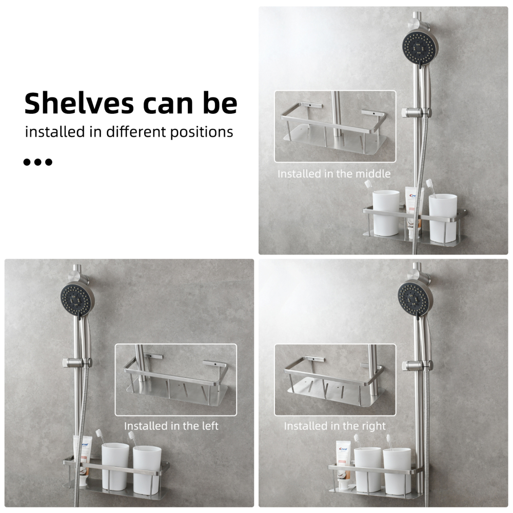 Tecmolog Stainless Steel Slide Bar Shower Head Black,Storage Rack with Slide Bar,5-Spray Shower Set with Slide Bar