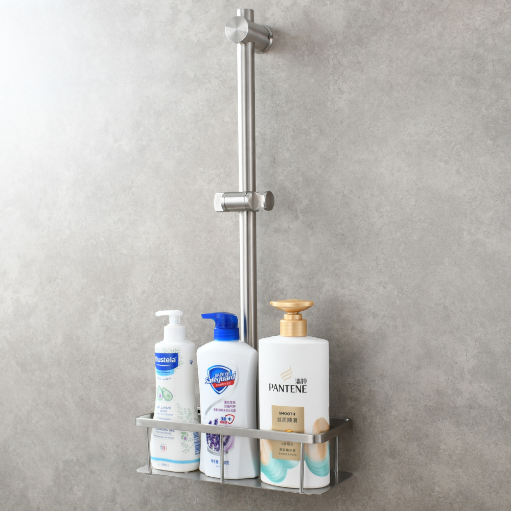 Tecmolog Stainless Steel Slide Bar Shower Head Black,Storage Rack with Slide Bar,5-Spray Shower Set with Slide Bar