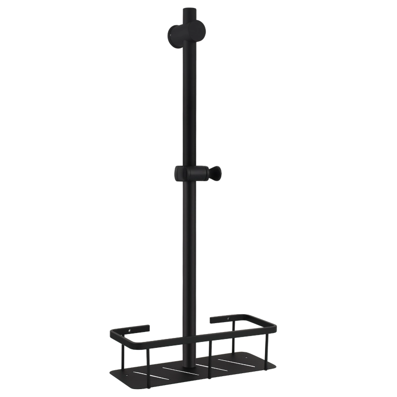 Tecmolog Stainless Steel Slide Bar Shower Head Black,Storage Rack with Slide Bar,5-Spray Shower Set with Slide Bar