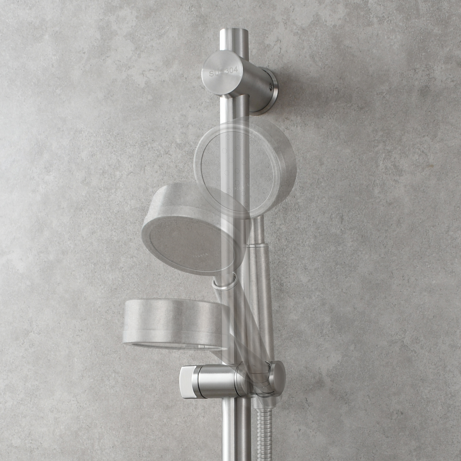 Tecmolog Stainless Steel Slide Bar Shower Head Black,Storage Rack with Slide Bar,5-Spray Shower Set with Slide Bar