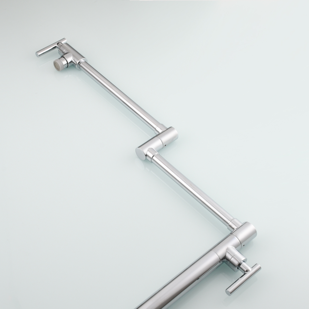 Tecmolog Deck Mount Pot Filler Kitchen Faucet, Brass Only Cold Folding Faucet, Dual Handles Stretchable 23” Double Swing Joint Single Hole Kitchen Sink Tap