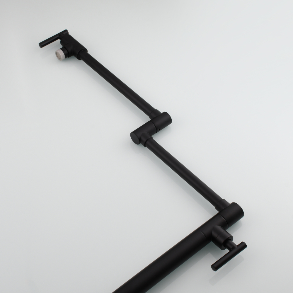 Tecmolog Deck Mount Pot Filler Kitchen Faucet, Brass Only Cold Folding Faucet, Dual Handles Stretchable 23” Double Swing Joint Single Hole Kitchen Sink Tap