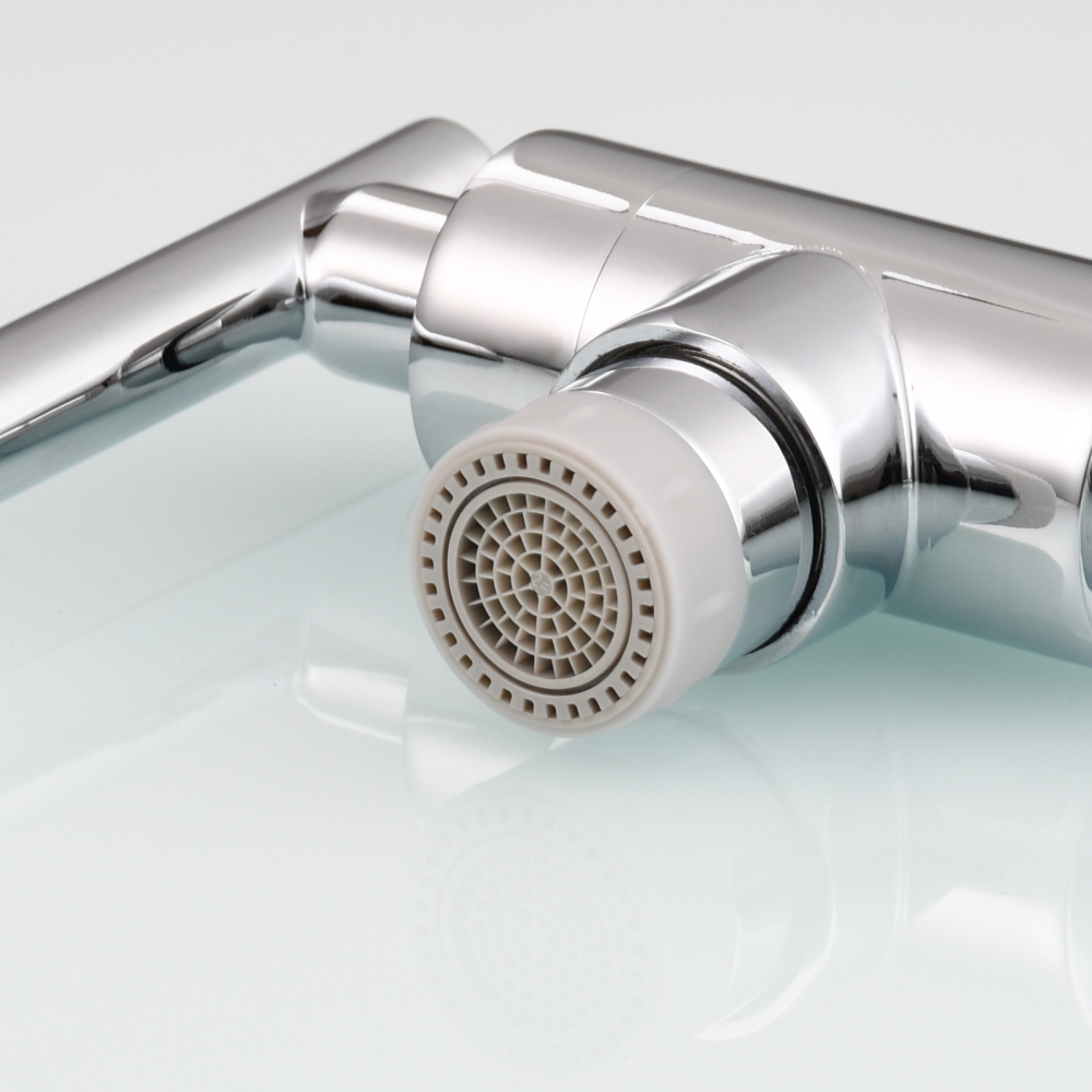 Tecmolog Deck Mount Pot Filler Kitchen Faucet, Brass Only Cold Folding Faucet, Dual Handles Stretchable 23” Double Swing Joint Single Hole Kitchen Sink Tap