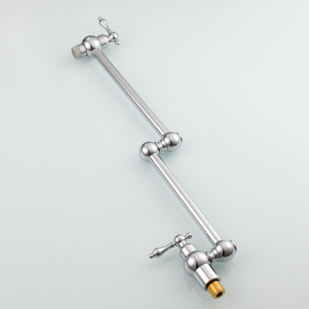 Tecmolog Wall Mount Kitchen Faucet, 1/2”NPT Brass Folding Pot Filler Tap, Kitchen Sink Tap for Cold Water, Nickel/Black/Chrome