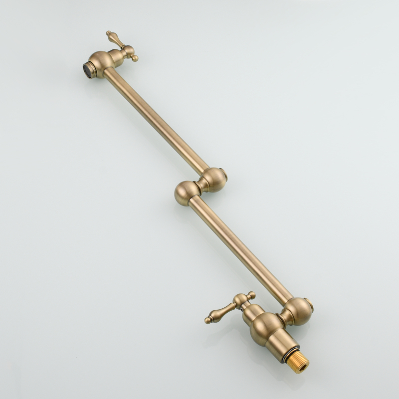Tecmolog Wall Mount Kitchen Faucet, 1/2”NPT Brass Folding Pot Filler Tap, Kitchen Sink Tap for Cold Water, Nickel/Black/Chrome