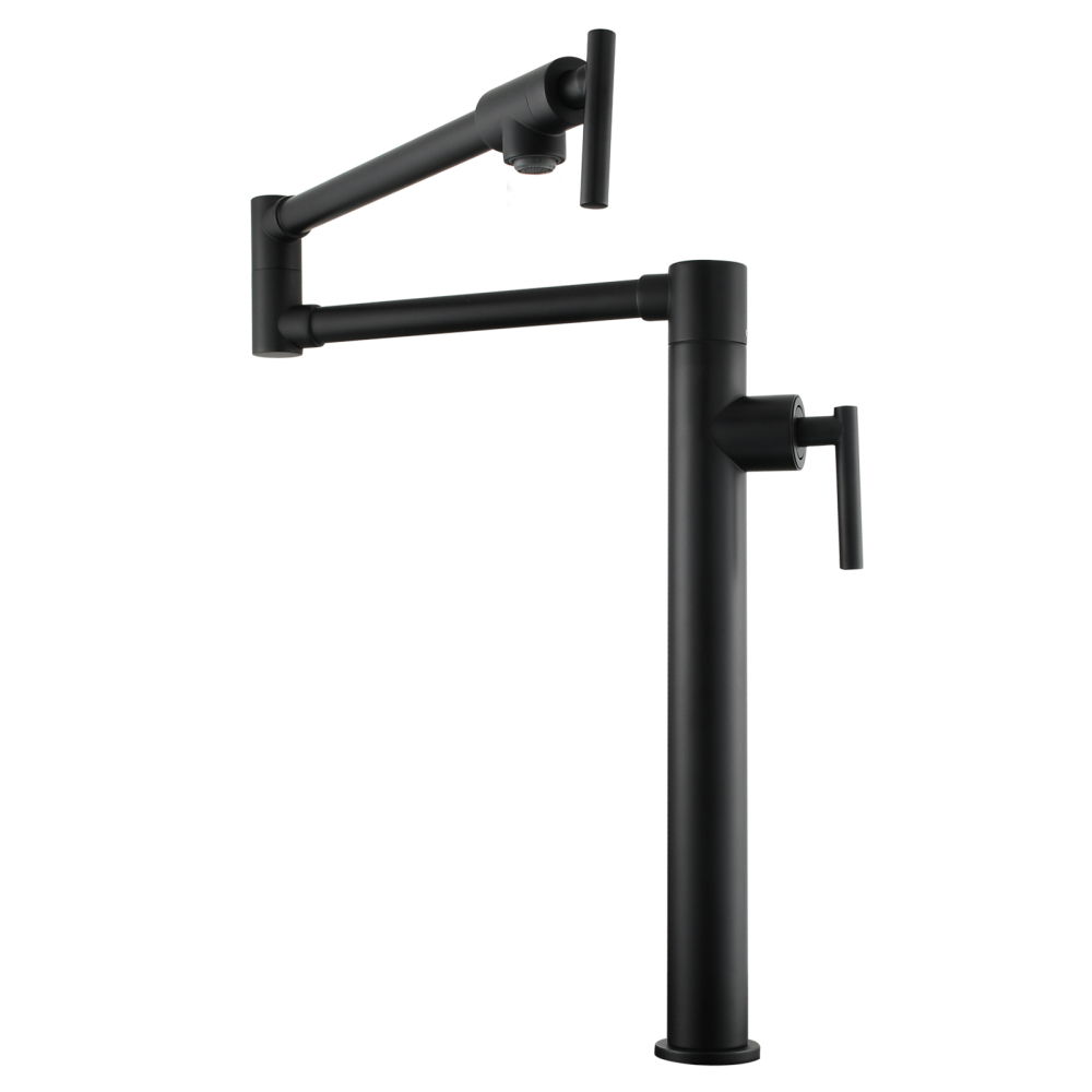 Tecmolog Deck Mount Fold Faucet Brass Hot and Cold Sink Tap with Two Handle Switch