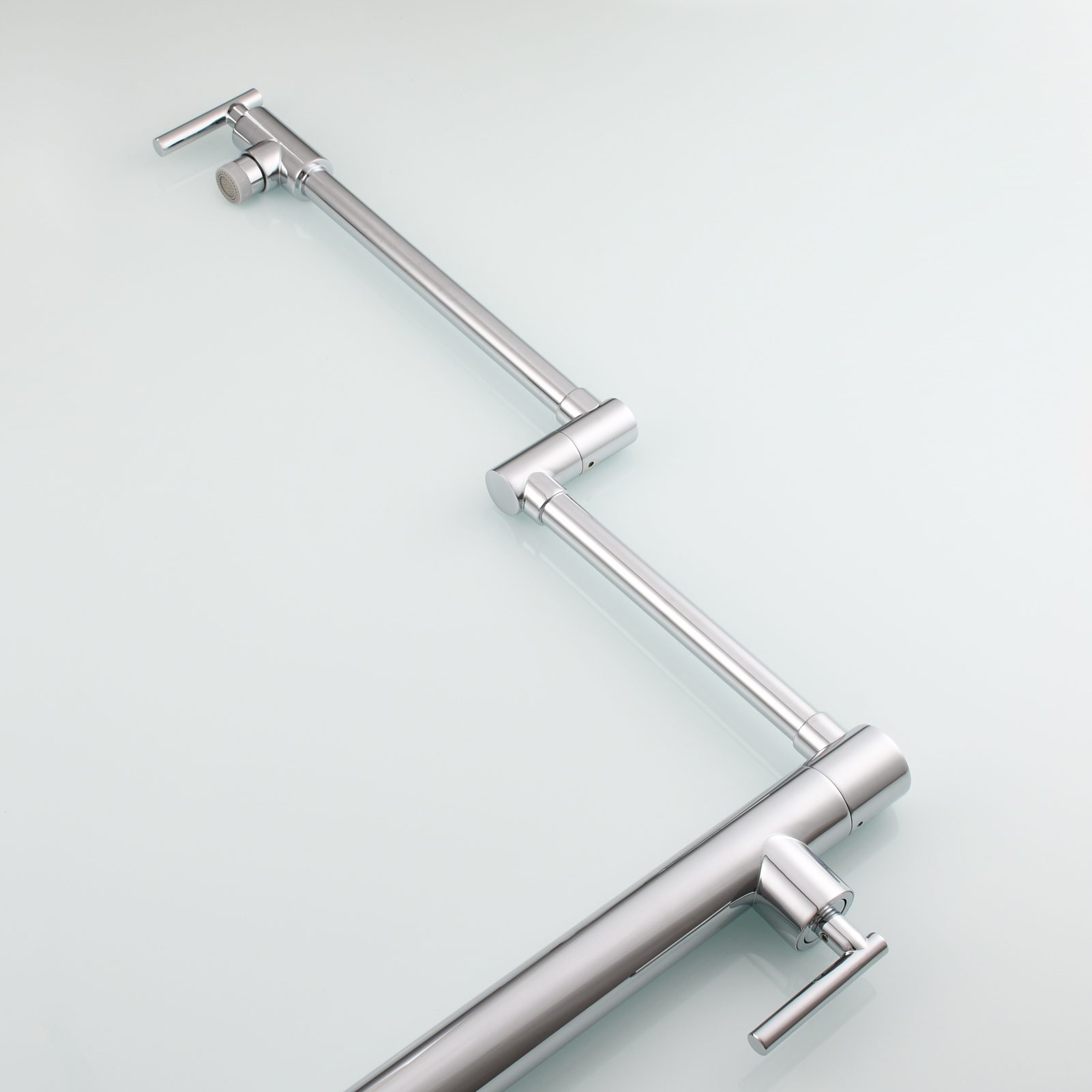 Tecmolog Deck Mount Fold Faucet Brass Hot and Cold Sink Tap with Two Handle Switch