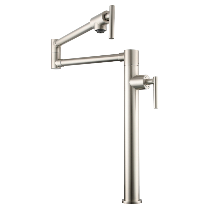 Tecmolog Deck Mount Fold Faucet Brass Hot and Cold Sink Tap with Two Handle Switch