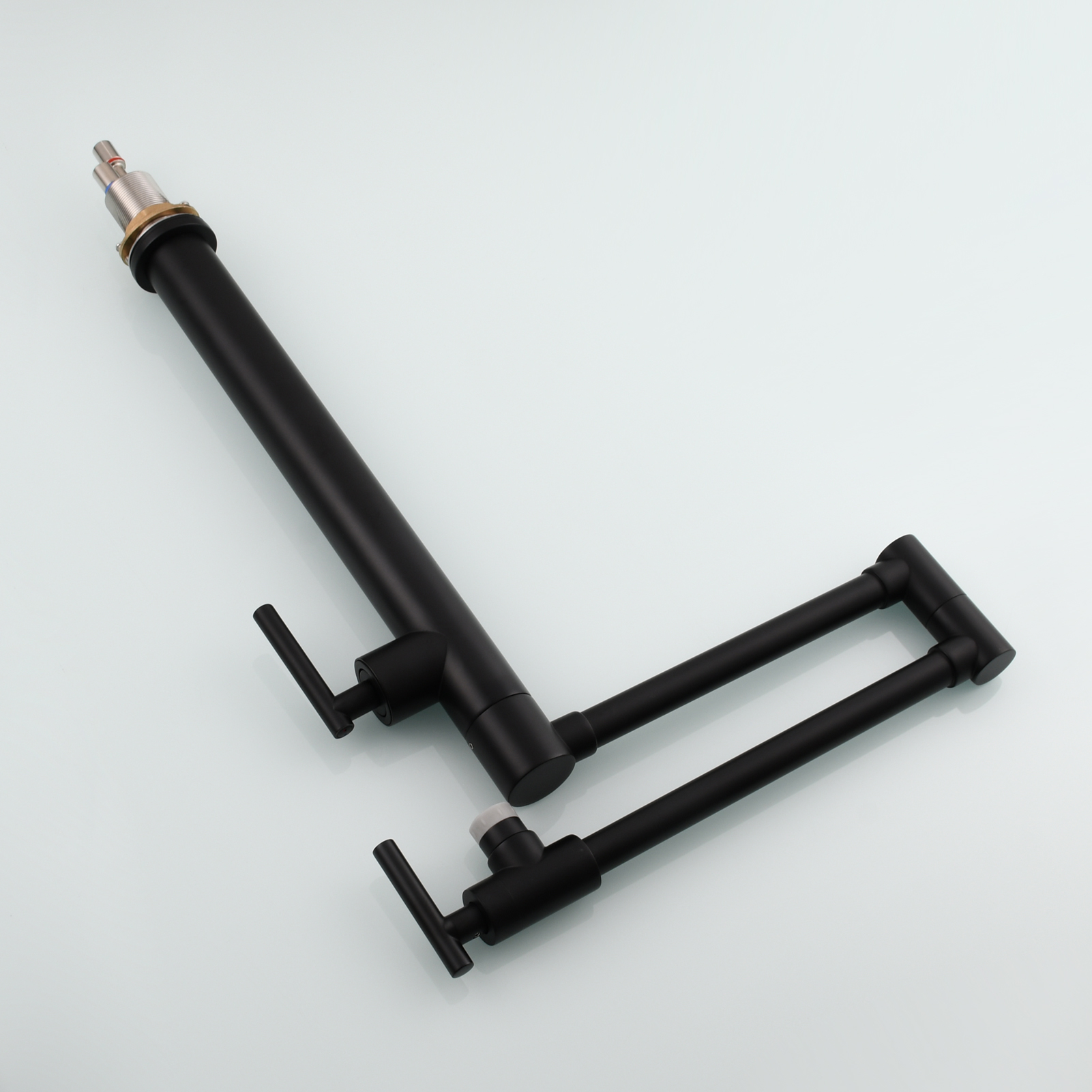 Tecmolog Deck Mount Fold Faucet Brass Hot and Cold Sink Tap with Two Handle Switch