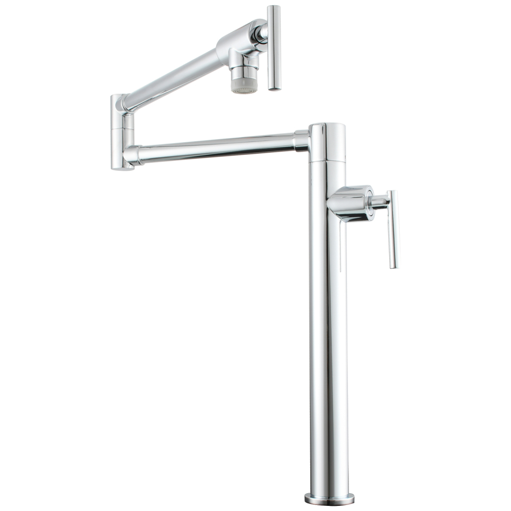 Tecmolog Deck Mount Fold Faucet Brass Hot and Cold Sink Tap with Two Handle Switch