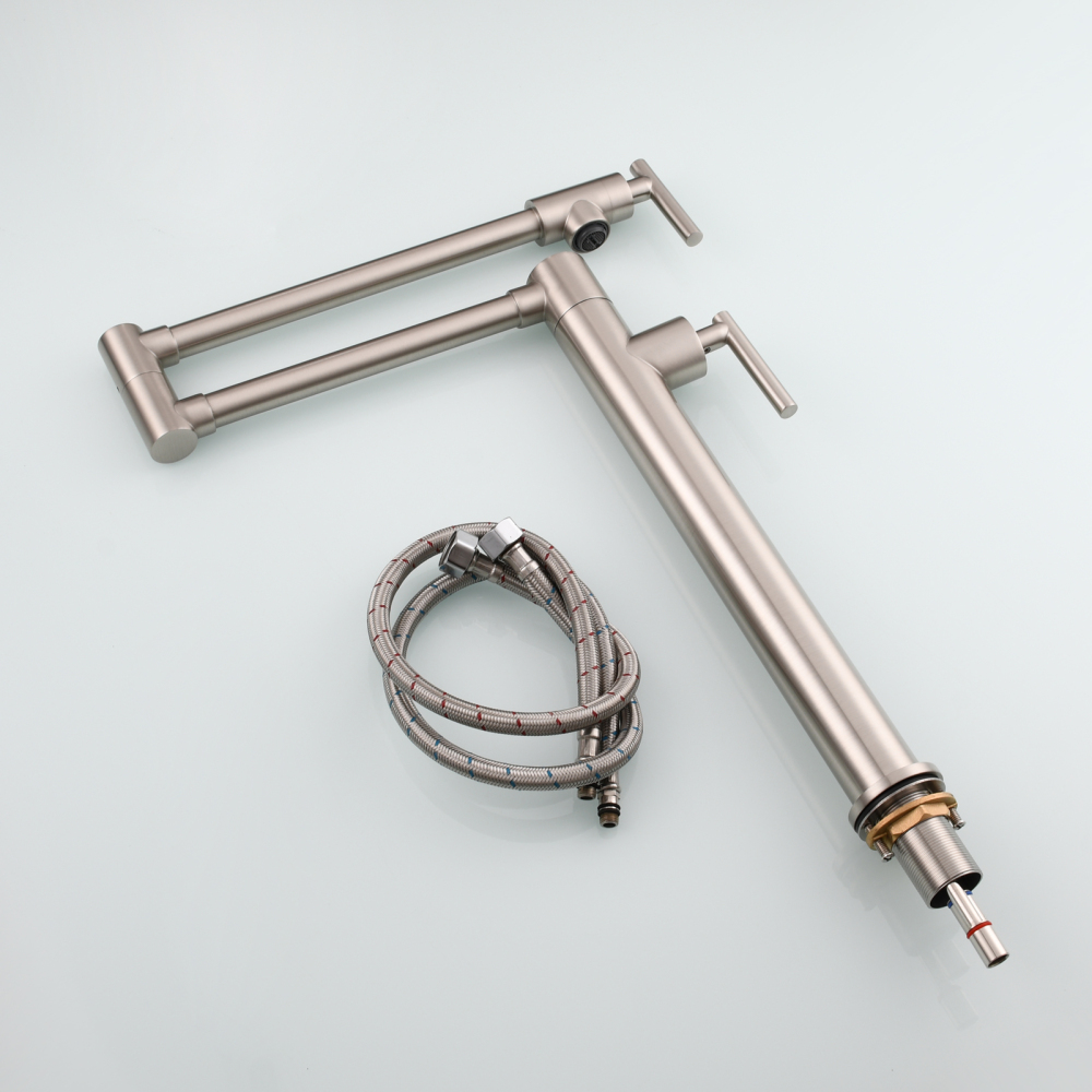 Tecmolog Deck Mount Fold Faucet Brass Hot and Cold Sink Tap with Two Handle Switch