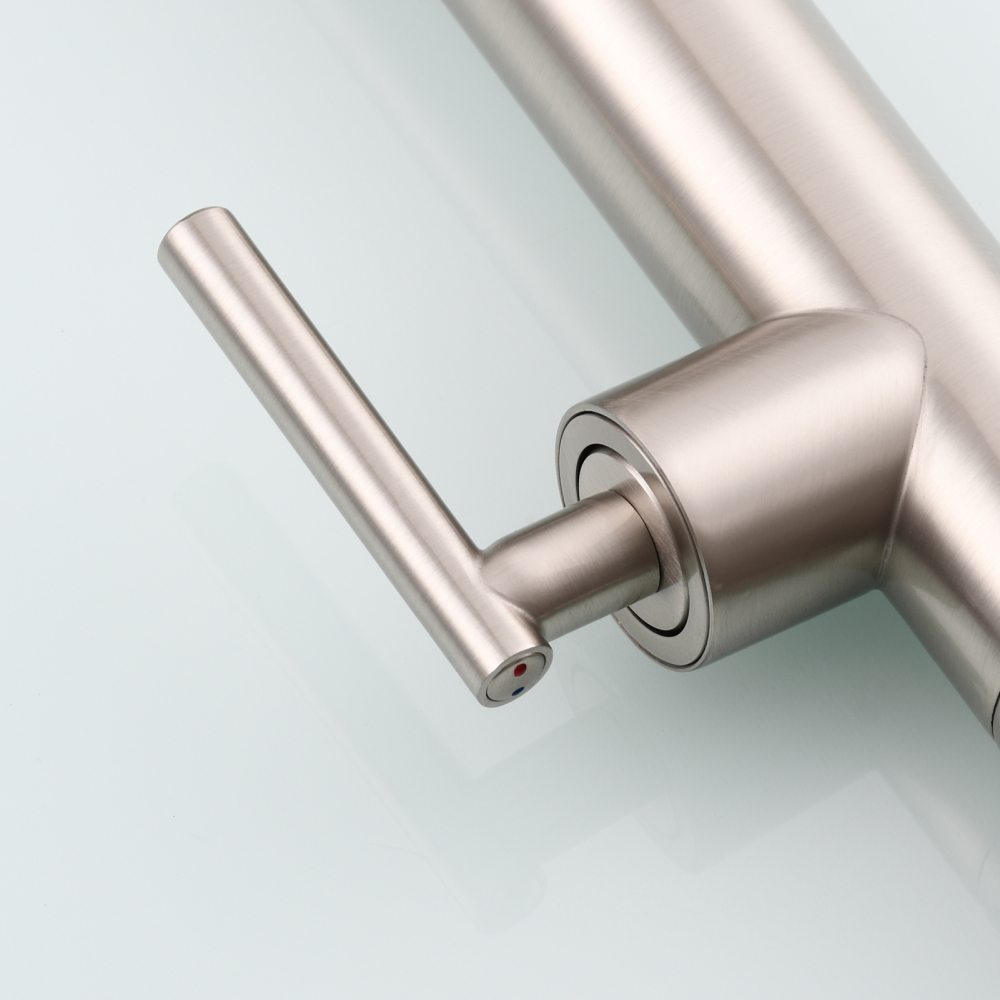 Tecmolog Deck Mount Fold Faucet Brass Hot and Cold Sink Tap with Two Handle Switch