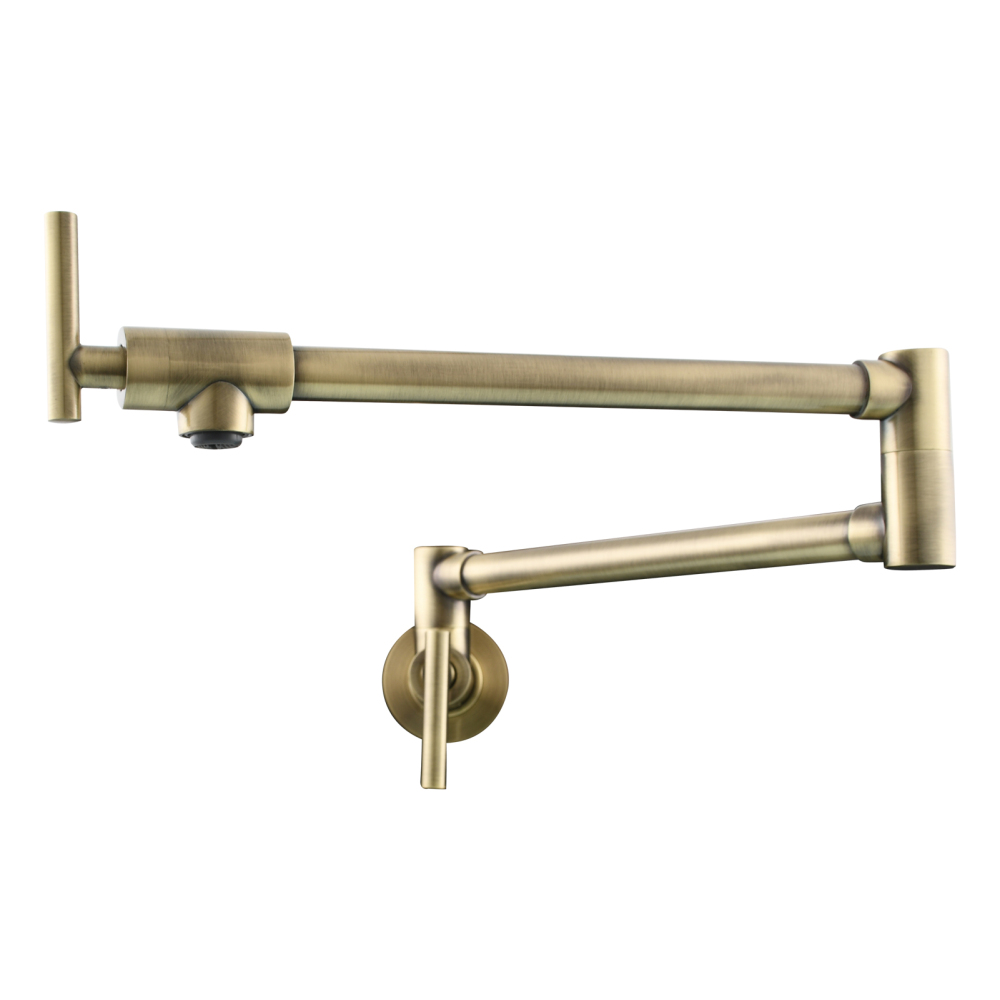 Tecmolog Pot Filler Faucet, Wall Mount 1/2”NPT Kitchen Sink Tap, Brass Double Joint Spout Cold Water Faucet, Nickel/Black/Chrome