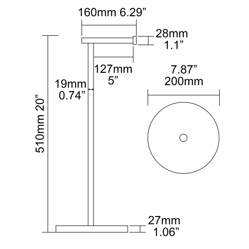 Tecmolog Stainless Steel Free Standing Paper Towel Holder,Black Bathroom Roll Holder with Non-Slip Mat,SBH265B