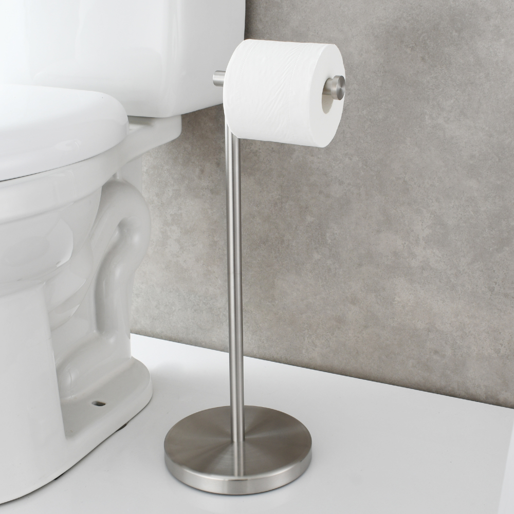 Tecmolog Stainless Steel Free Standing Paper Towel Holder,Black Bathroom Roll Holder with Non-Slip Mat,SBH265B